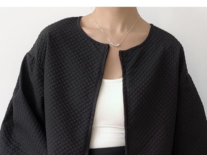 Lantern-Sleeve Plain Argyle Jacket Product Image