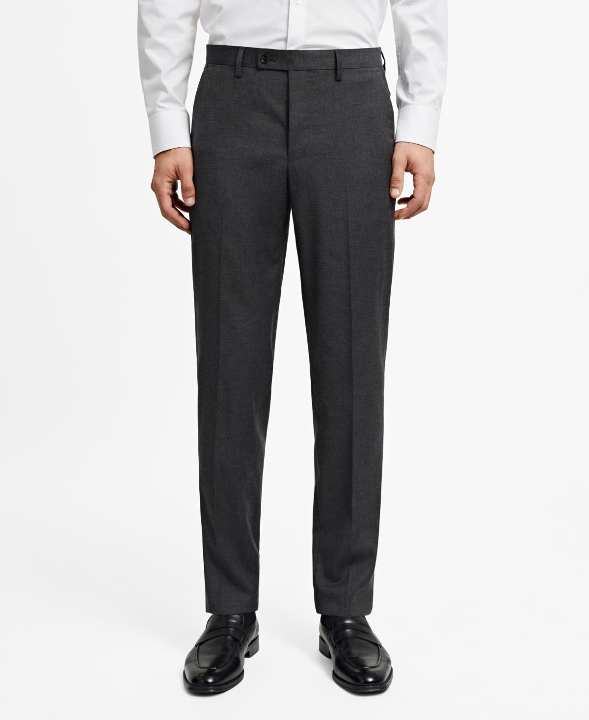 Mango Mens Slim-Fit Cotton Pleated Pants Product Image