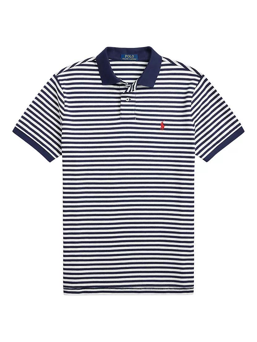 Classic-Fit Striped Mesh Polo Shirt Product Image