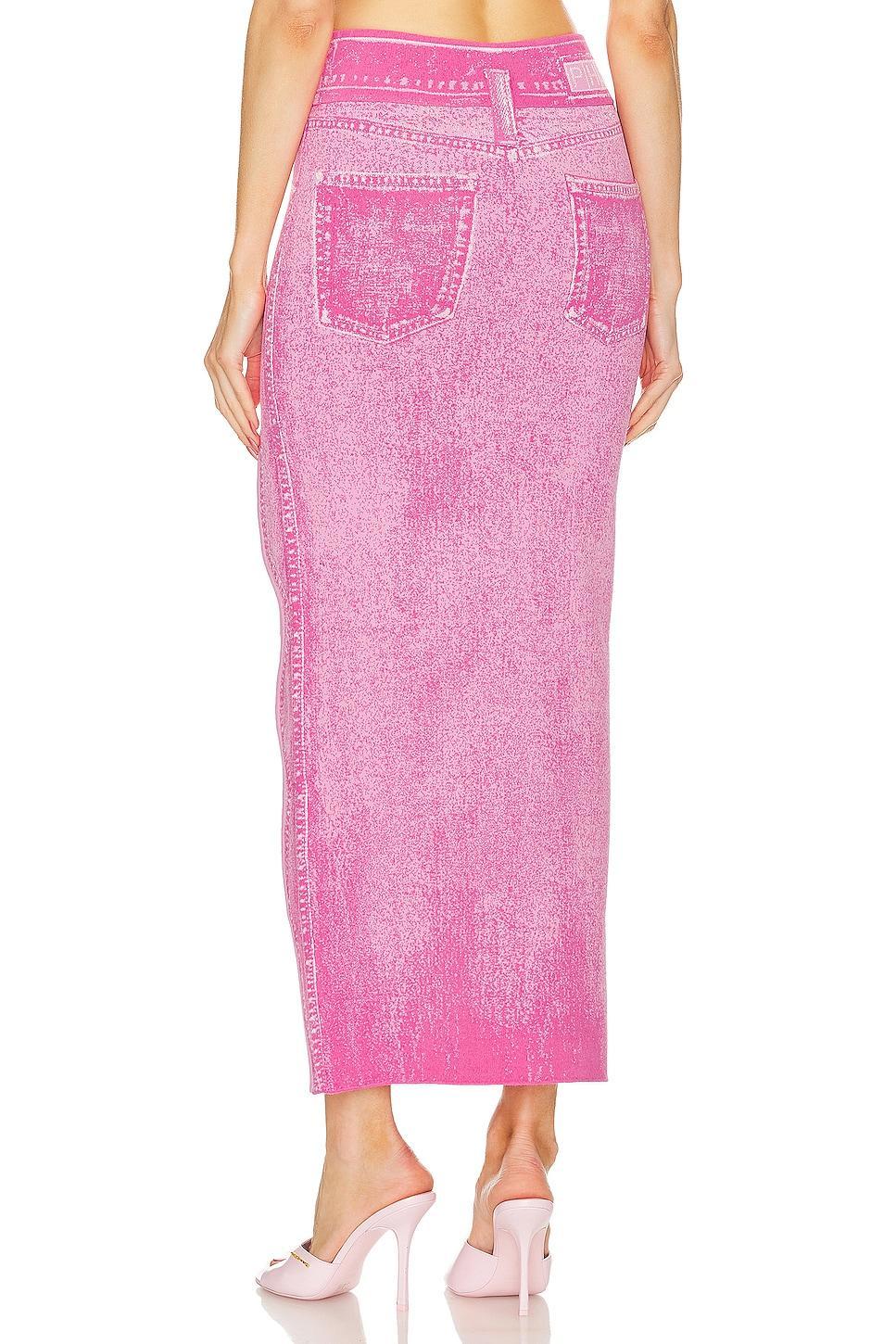 Lily Denim Print Wavy Midi Skirt Product Image