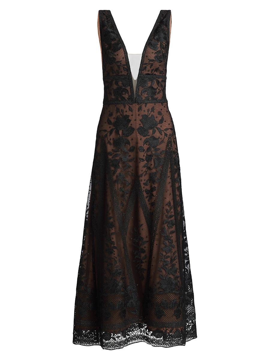 Womens Embroidered Tulle Cocktail Dress Product Image