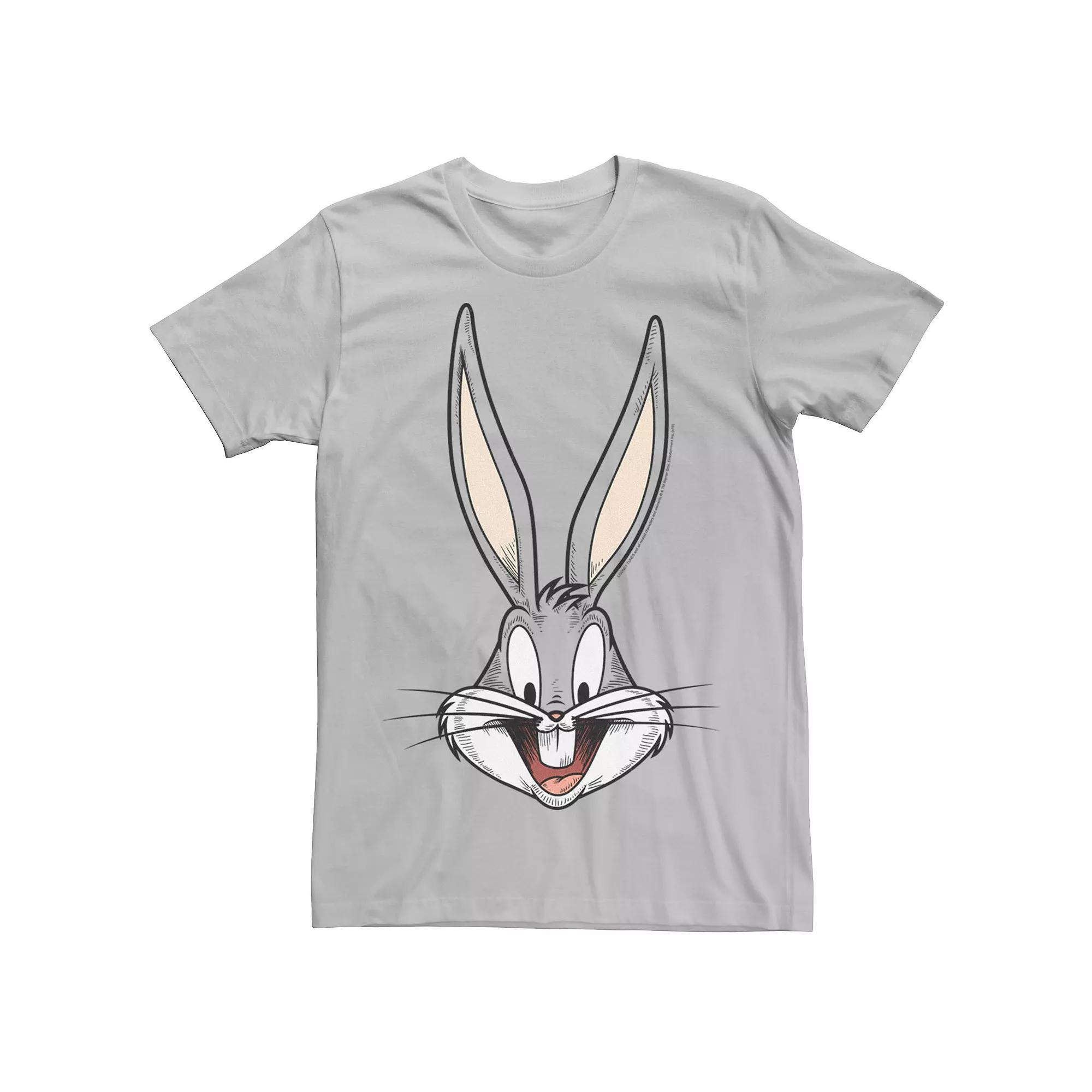 Men's Looney Tunes Bugs Bunny Face Graphic Tee, Size: Small, Silver Product Image