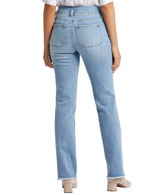 NYDJ Marilyn Stretch Denim High Rise Straight Leg Frayed Hem Jeans Product Image
