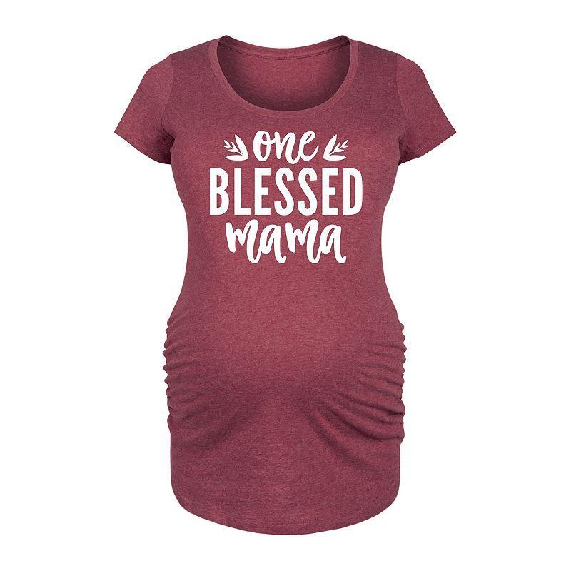Maternity One Blessed Mama Graphic Tee, Womens Blue Product Image