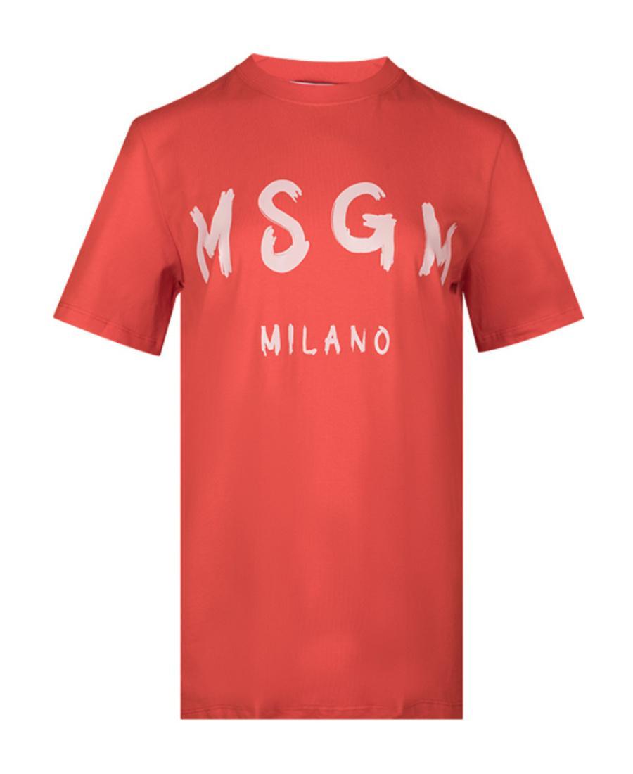 MSGM Logo Printed T-shirt In Red Product Image