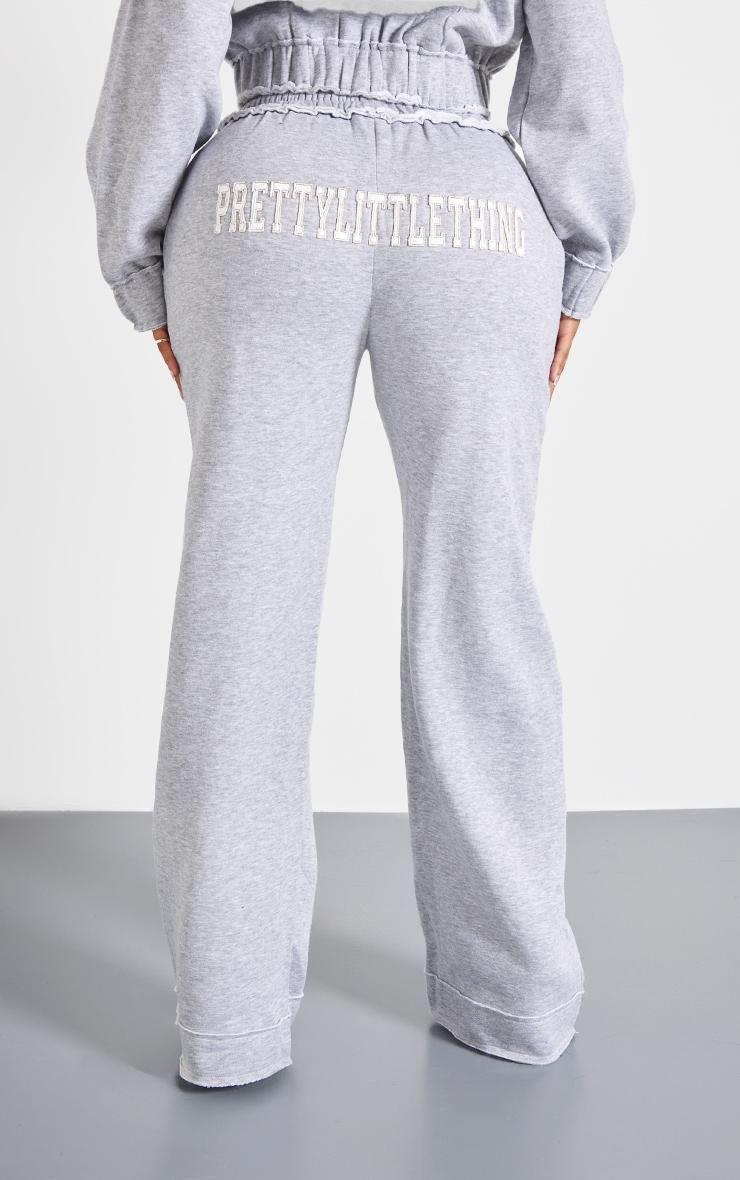 PRETTYLITTLETHING Shape Grey Marl Distressed Elasticated Waistband Wide Leg Sweatpants Product Image
