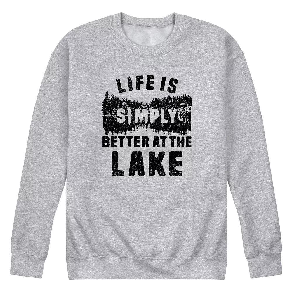 Men's Life is Simply Better at the Lake Fleece Sweatshirt, Size: Medium, Gray Product Image