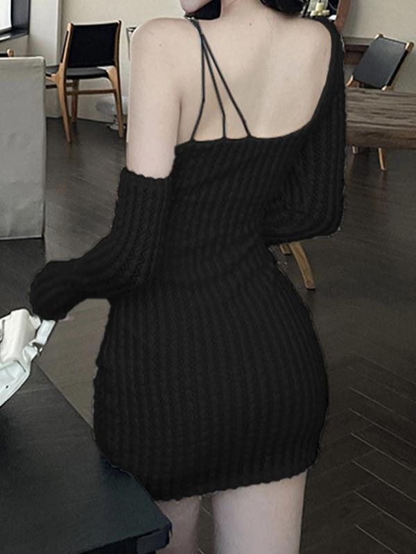 Pure Color Slim Fit Pure Desire Style Mini Dress Product Image