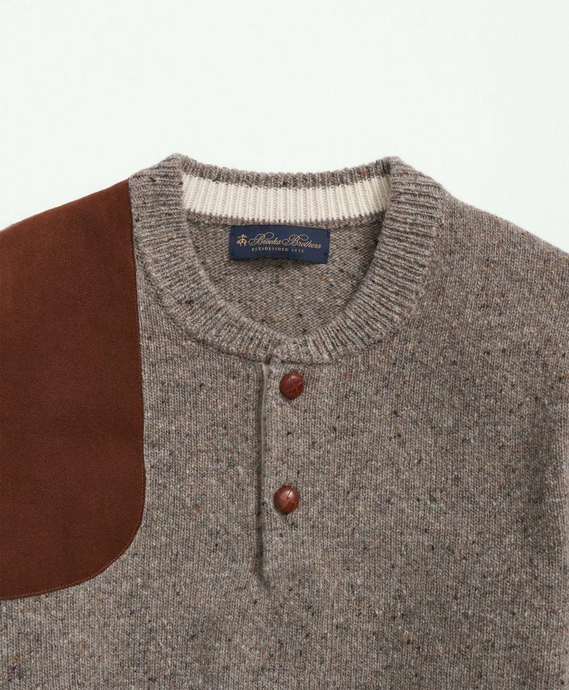 Merino Donegal Wool Shoulder Patch Henley Sweater Product Image