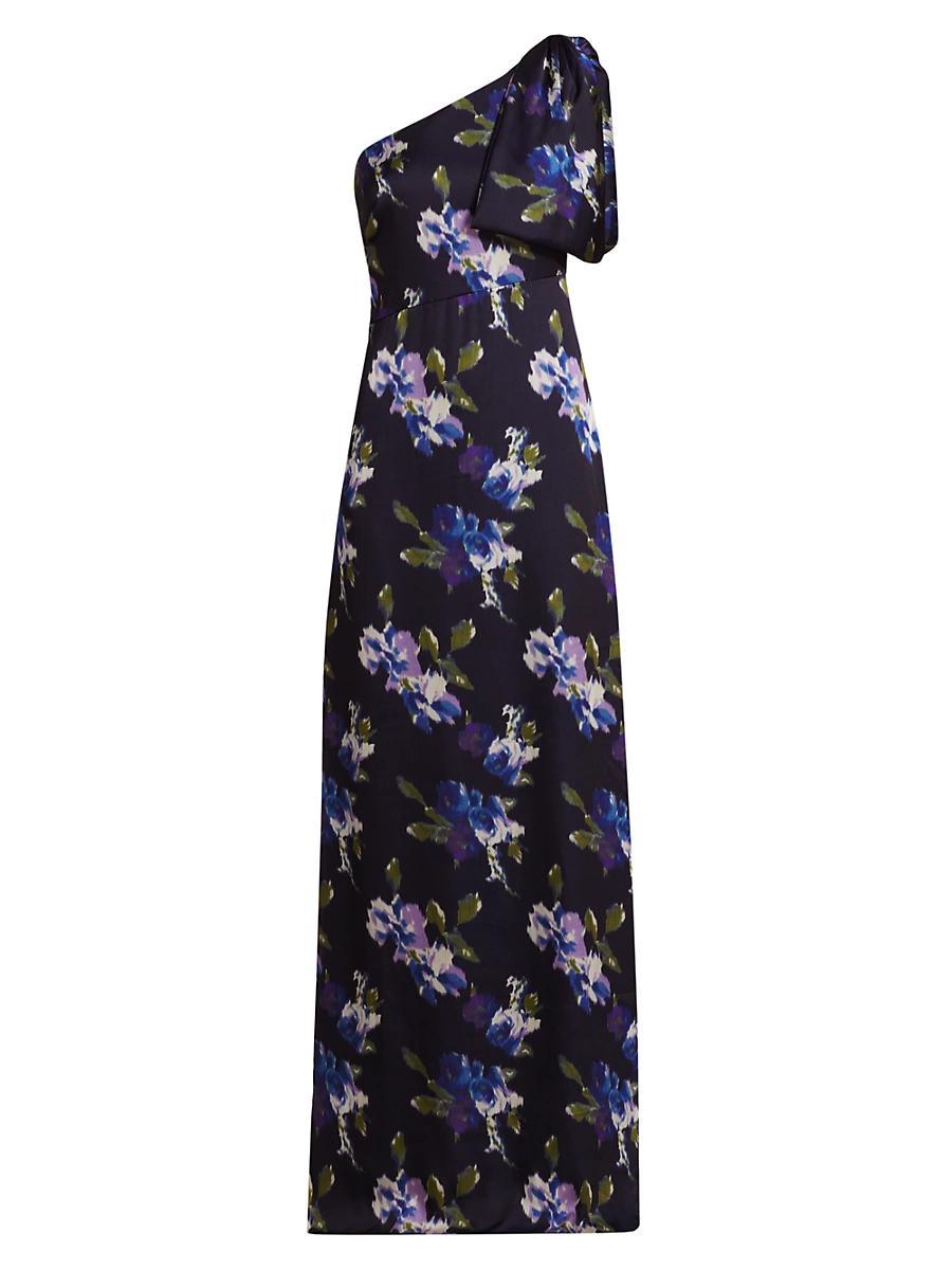 Womens Chelsea Floral One-Shoulder A-Line Gown Product Image