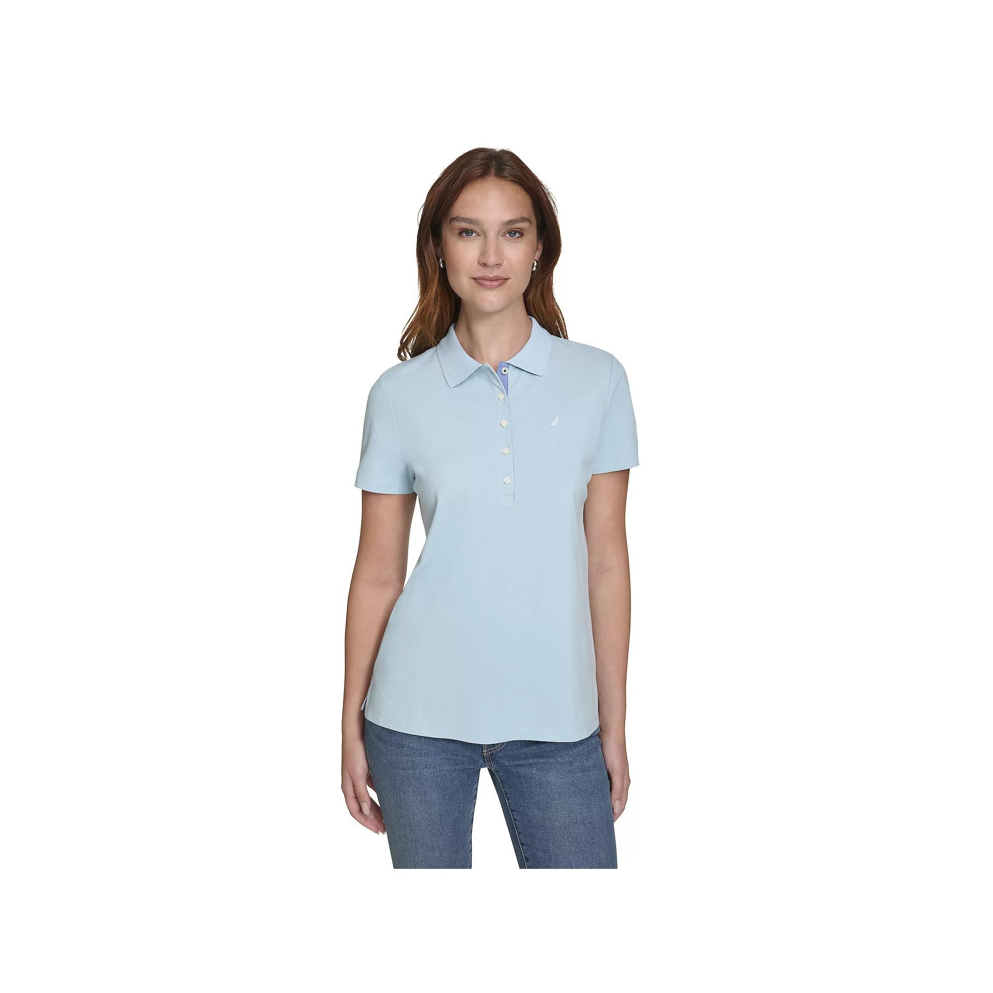 Women's Nautica Daisy Short Sleeve Polo, Size: Large, Black Product Image