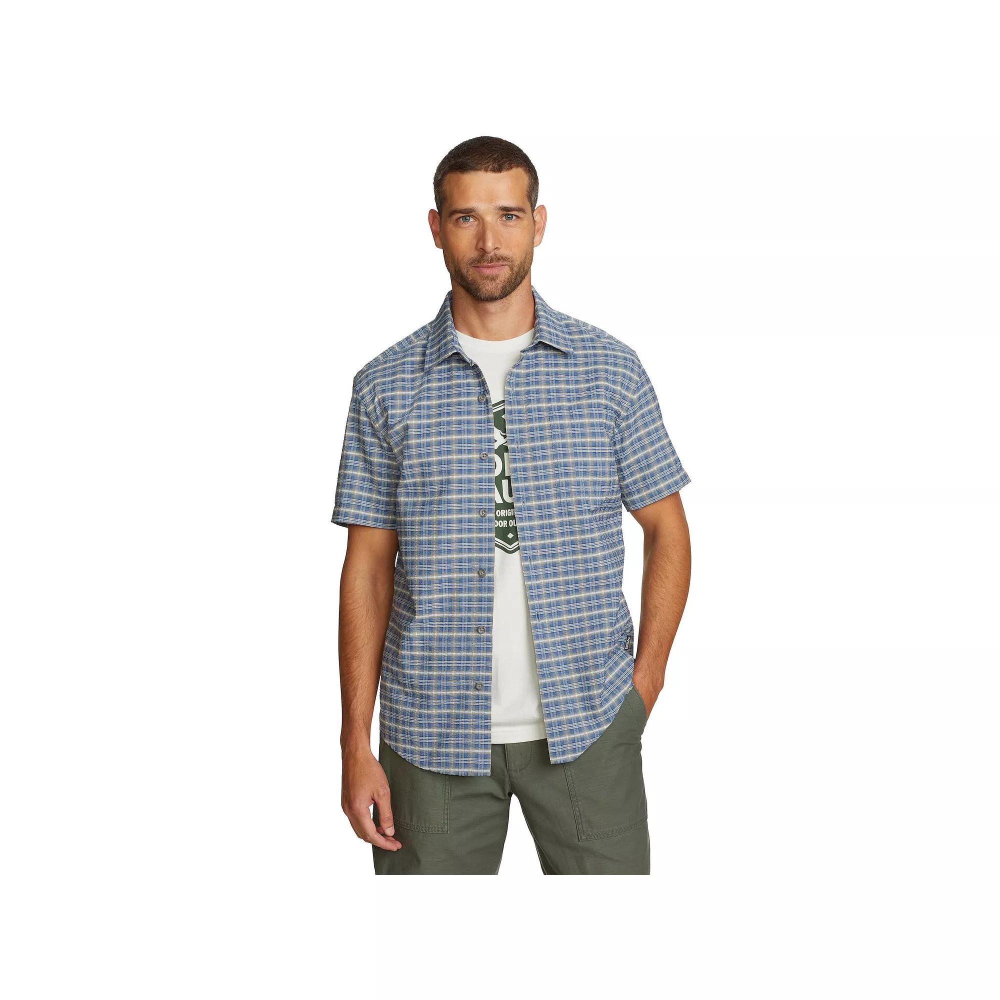 Men's Eddie Bauer Short Sleeve Pack It Seersucker 2.0 Shirt, Size: Large, Blue Product Image
