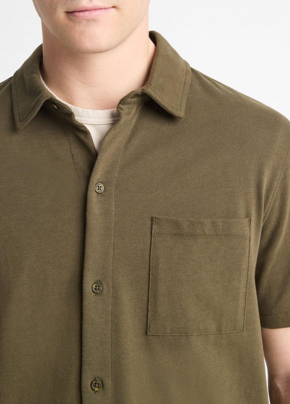 Mens Sueded Cotton Jersey Button-Front Shirt, Soft Black, Size XS Vince Product Image