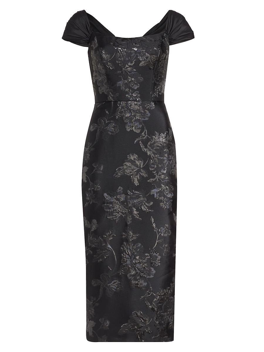 Womens Brocade & Taffeta Tea-Length Dress Product Image
