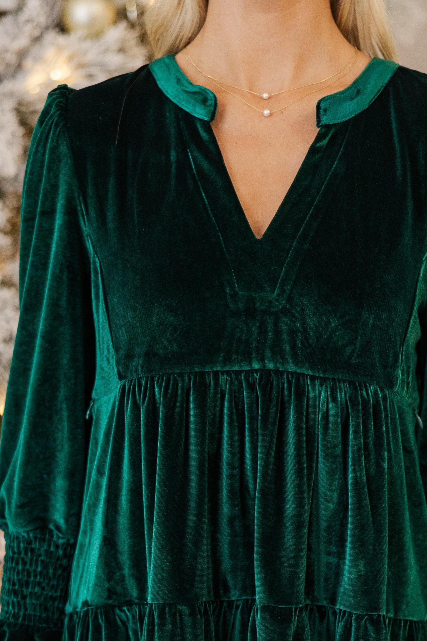 NURSING COLLECTION: In Your Happy Place Emerald Velvet Dress Female Product Image