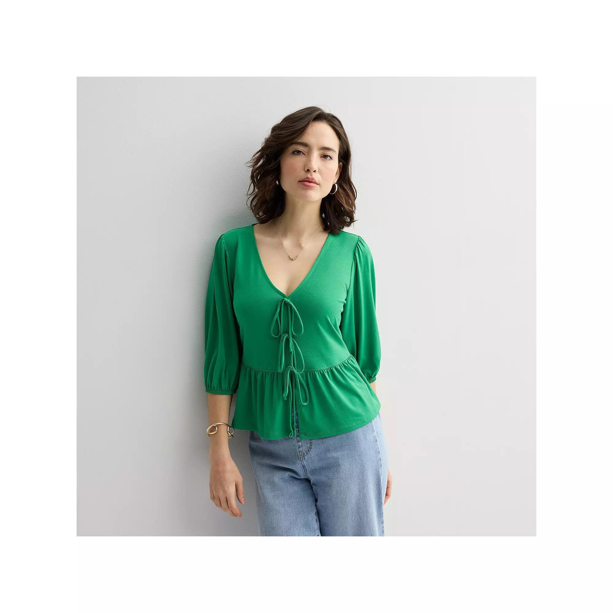 Women's INTEMPO™ Tie-Front Top, Size: XL, Green Product Image