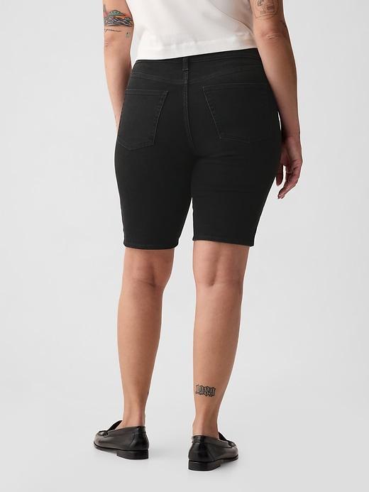9" High Rise Denim Bermuda Shorts Product Image