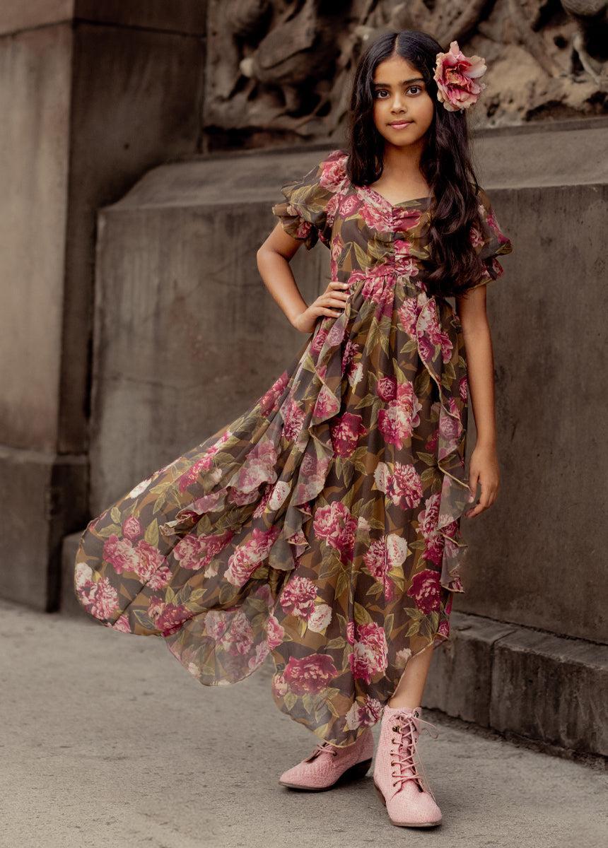 Kayden Dress in Bistre Floral Girls Product Image