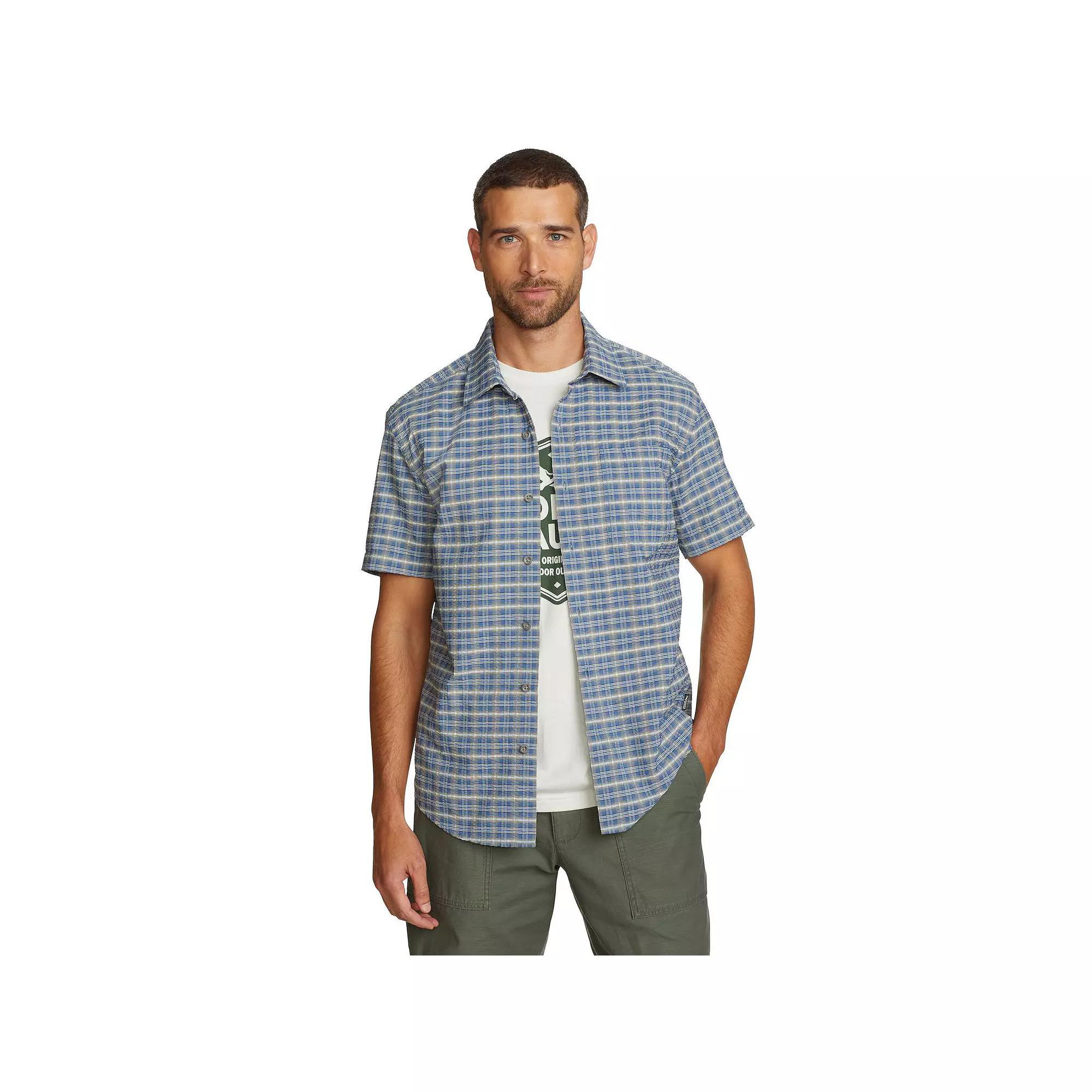 Men's Eddie Bauer Short Sleeve Pack It Seersucker 2.0 Shirt, Size: Large, Blue Product Image