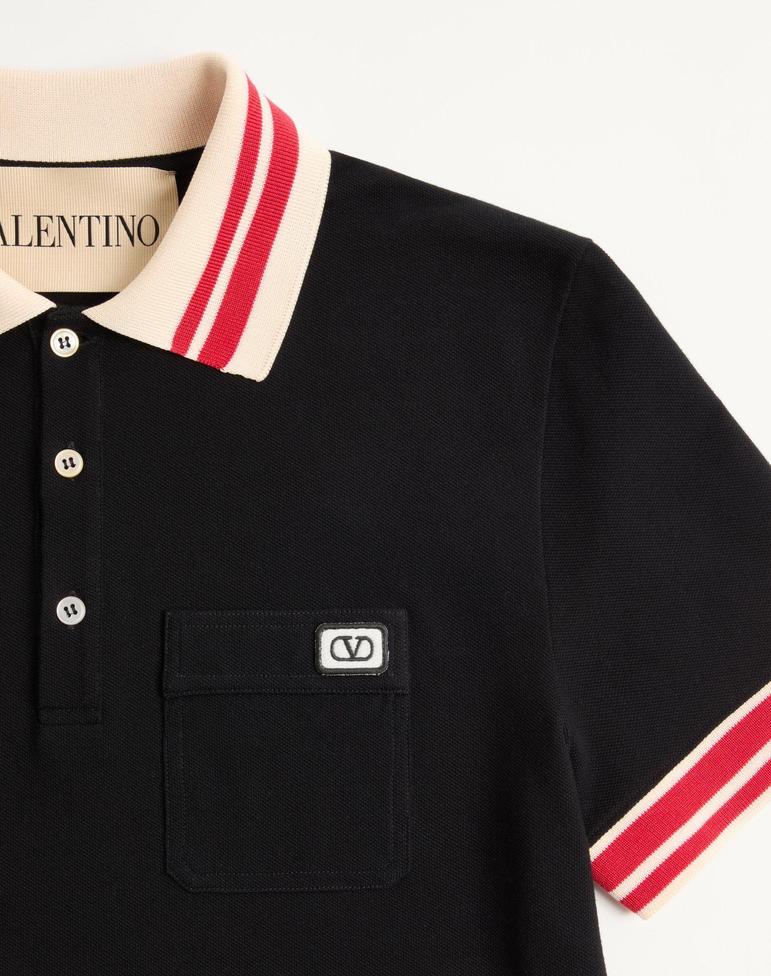 Cotton Piqué Polo Shirt With Vlogo Patch Product Image