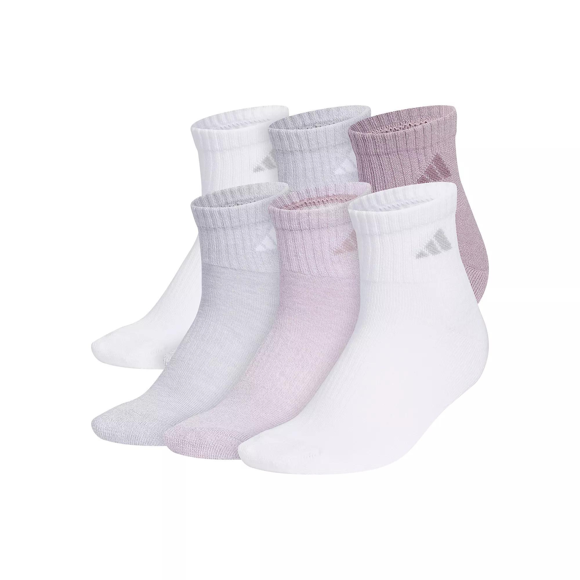 Women's adidas 6-Pack Athletic Quarter Length Socks, Size: 5-10, Light Purple Product Image
