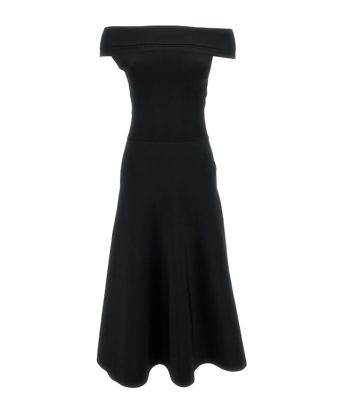 FABIANA FILIPPI Maxi Black Dress With Flared Skirt In Viscose Blend Woman Product Image