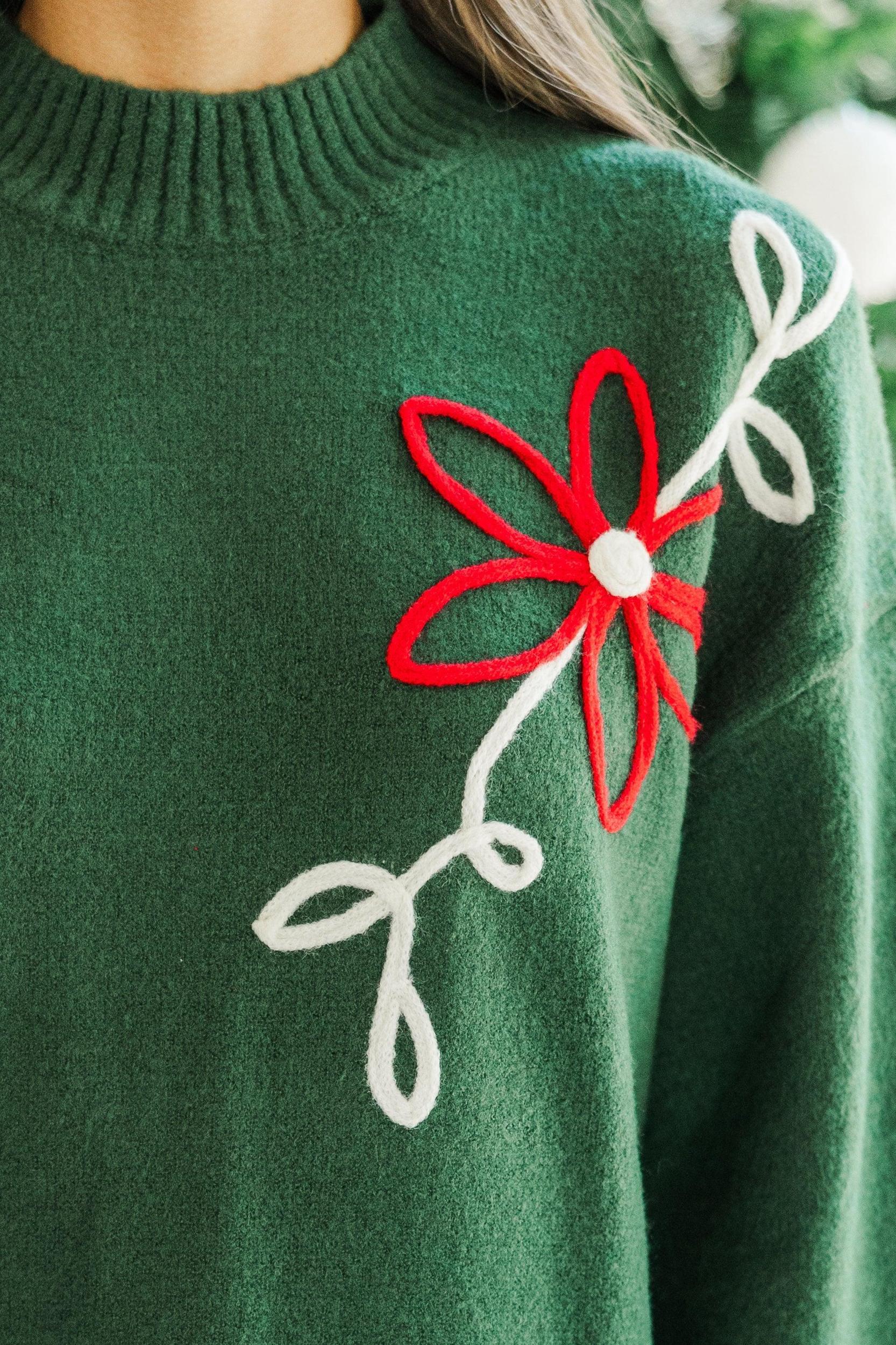 Keep You Close Emerald Floral Sweater Female Product Image