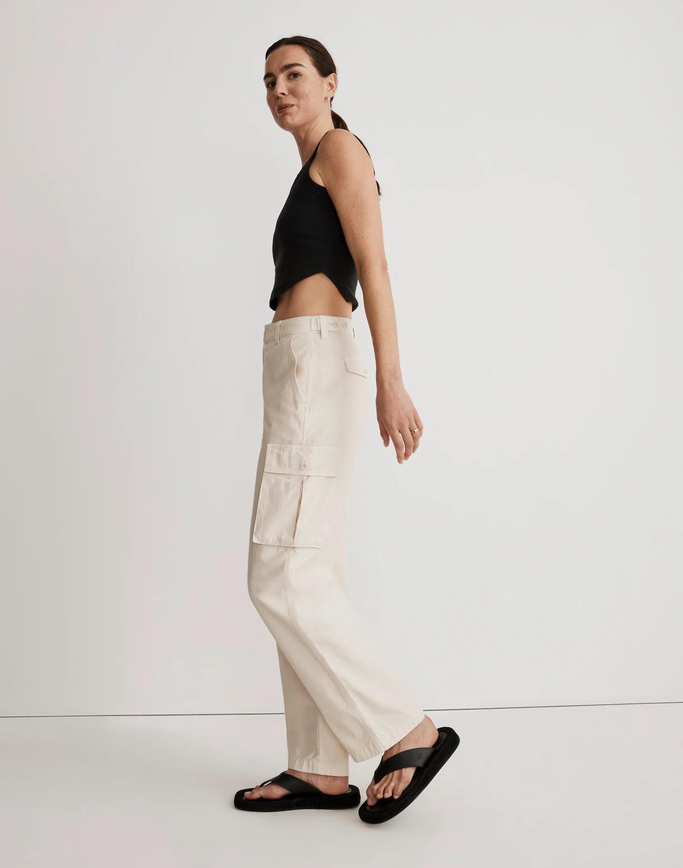 Garment-Dyed Low-Slung Straight Cargo Pants Product Image
