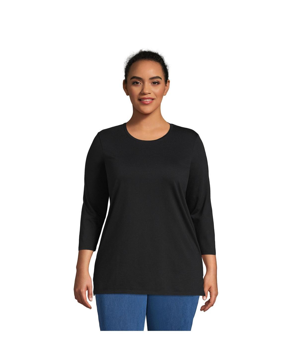 Plus Size Lands' End Supima Cotton Relaxed Fit Crewneck Tunic, Women's, Size: 3XL, Radiant Blue Product Image