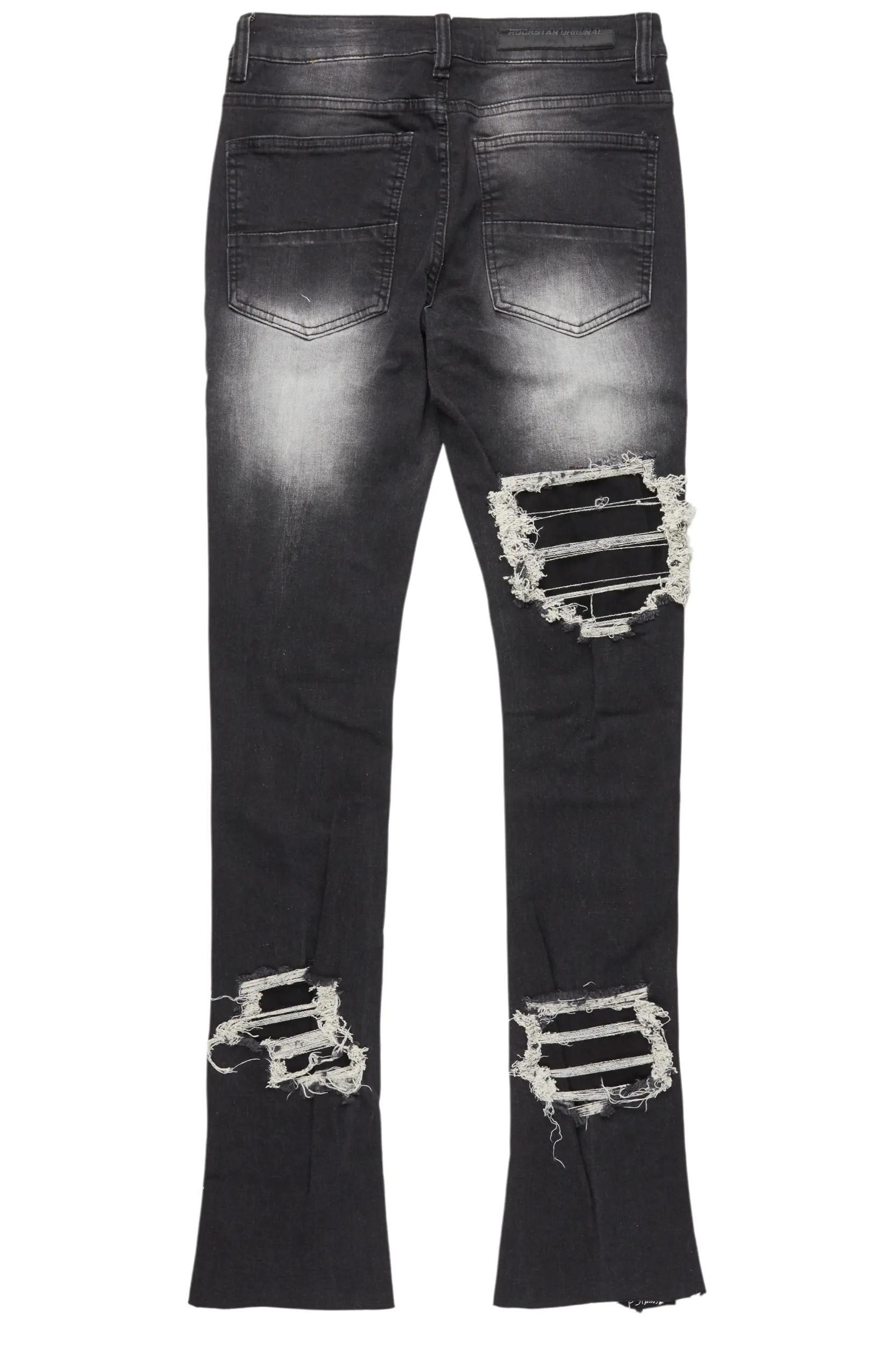 Fateh Dark Grey  Stacked Flare Jean Male Product Image