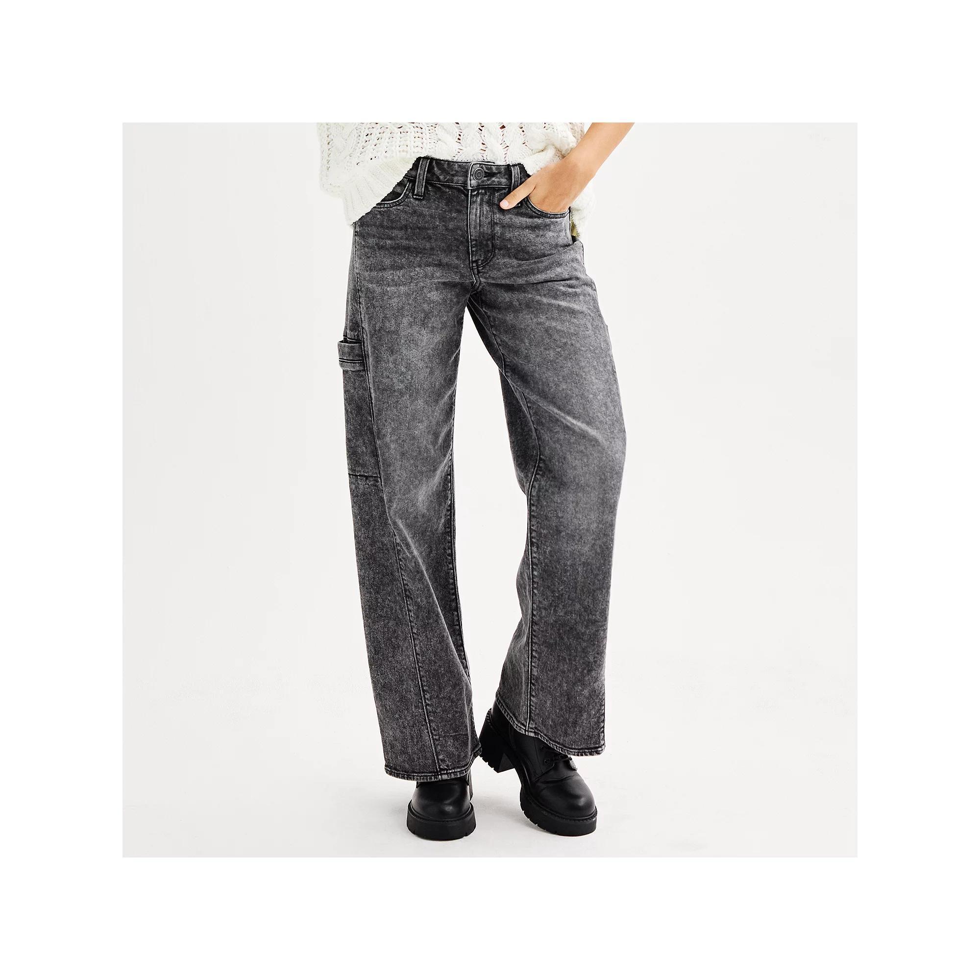 Juniors' SO® Low Rise Denim Cargo Pants, Girl's, Size: 3, Grey Wash Product Image
