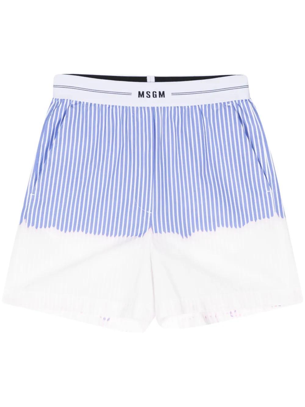 MSGM Ombré Striped Cotton Shorts In Blue Product Image