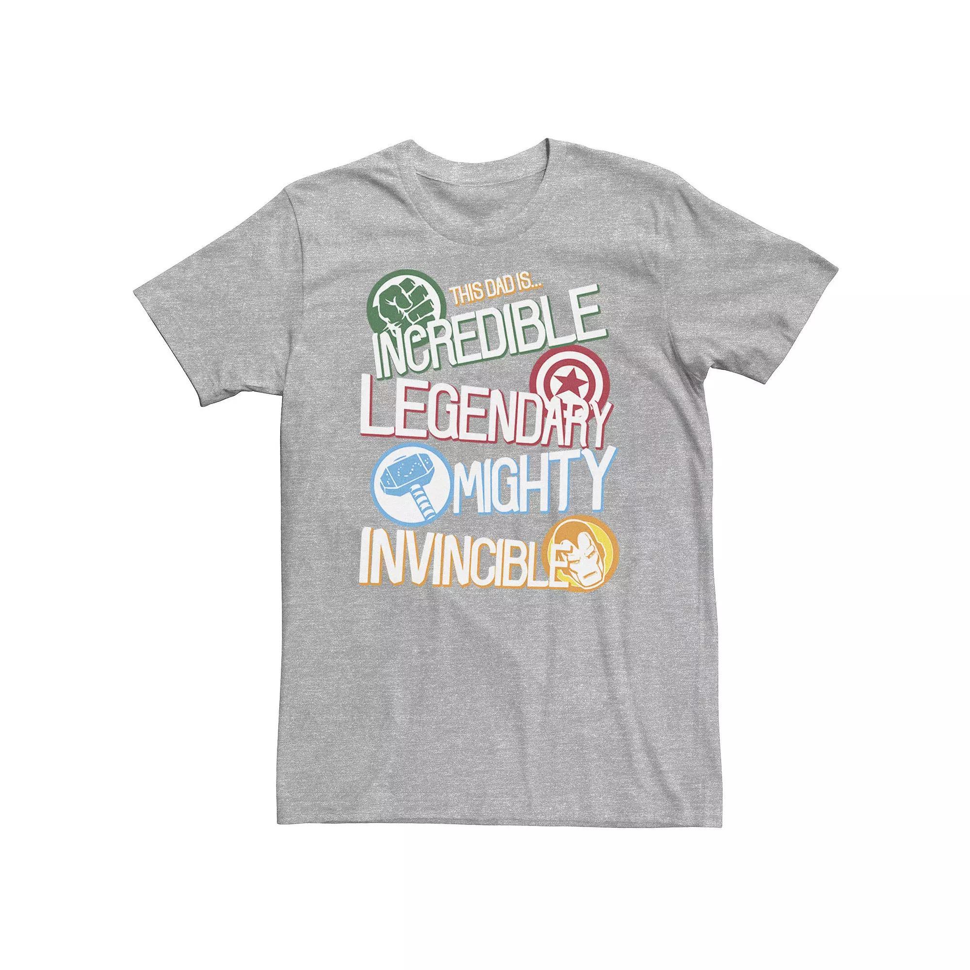 Big & Tall Marvel Avengers Father's Day Dad Words Tee, Men's, Size: 4XL Tall, Athletic Grey Product Image