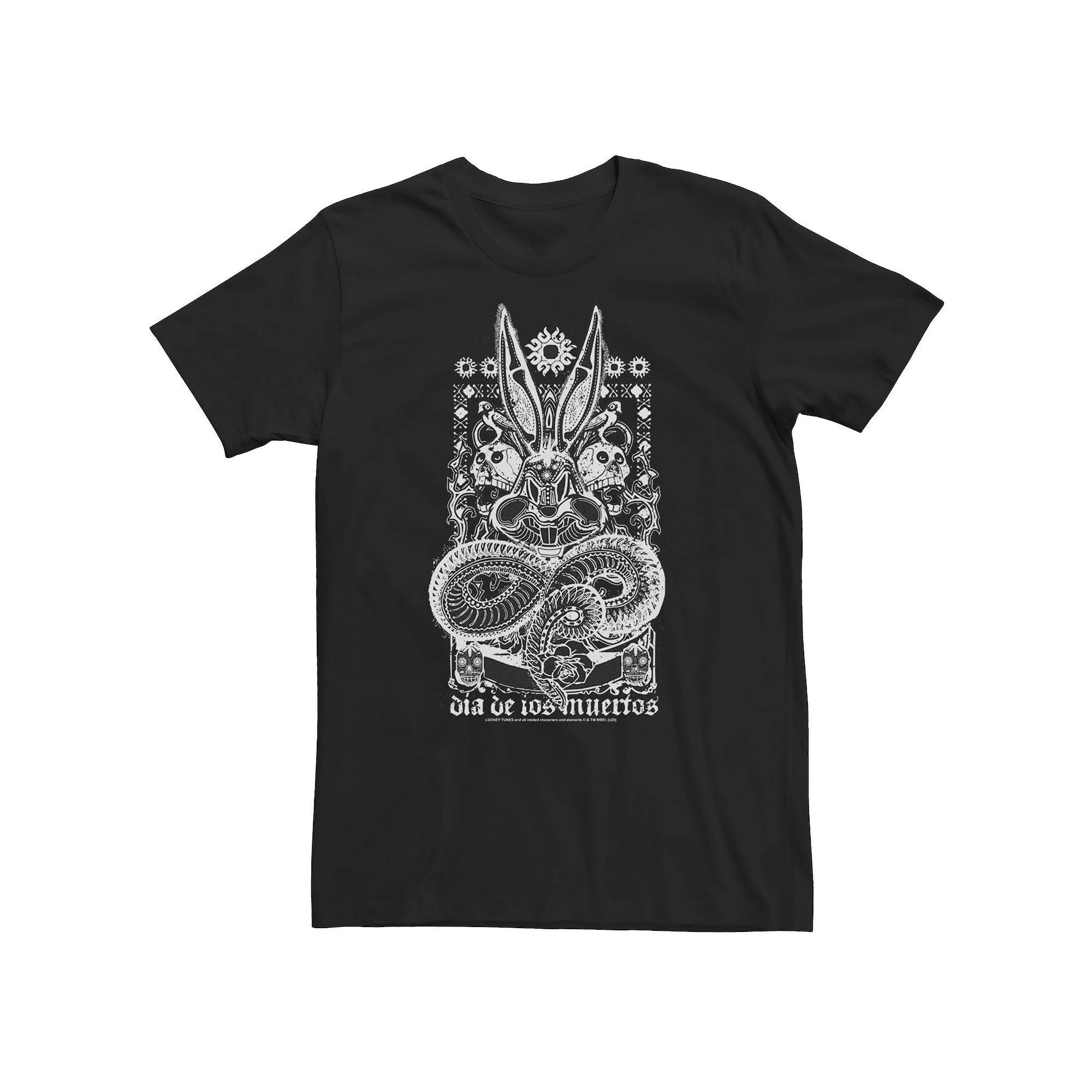 Big & Tall Looney Tunes "Dia De Los Muertos" Bugs Bunny Dark Portrait Tee, Men's, Size: 4XL, Black Product Image