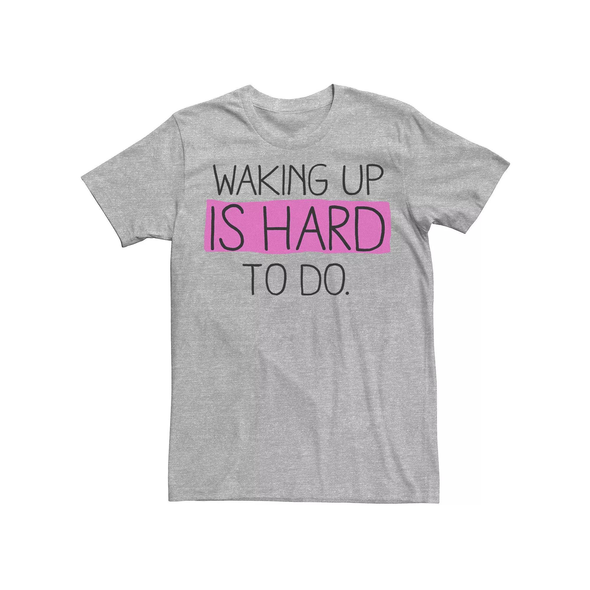 Men's Waking Up is Hard To Do Highlighted Text Graphic Tee, Size: XL, Athletic Grey Product Image