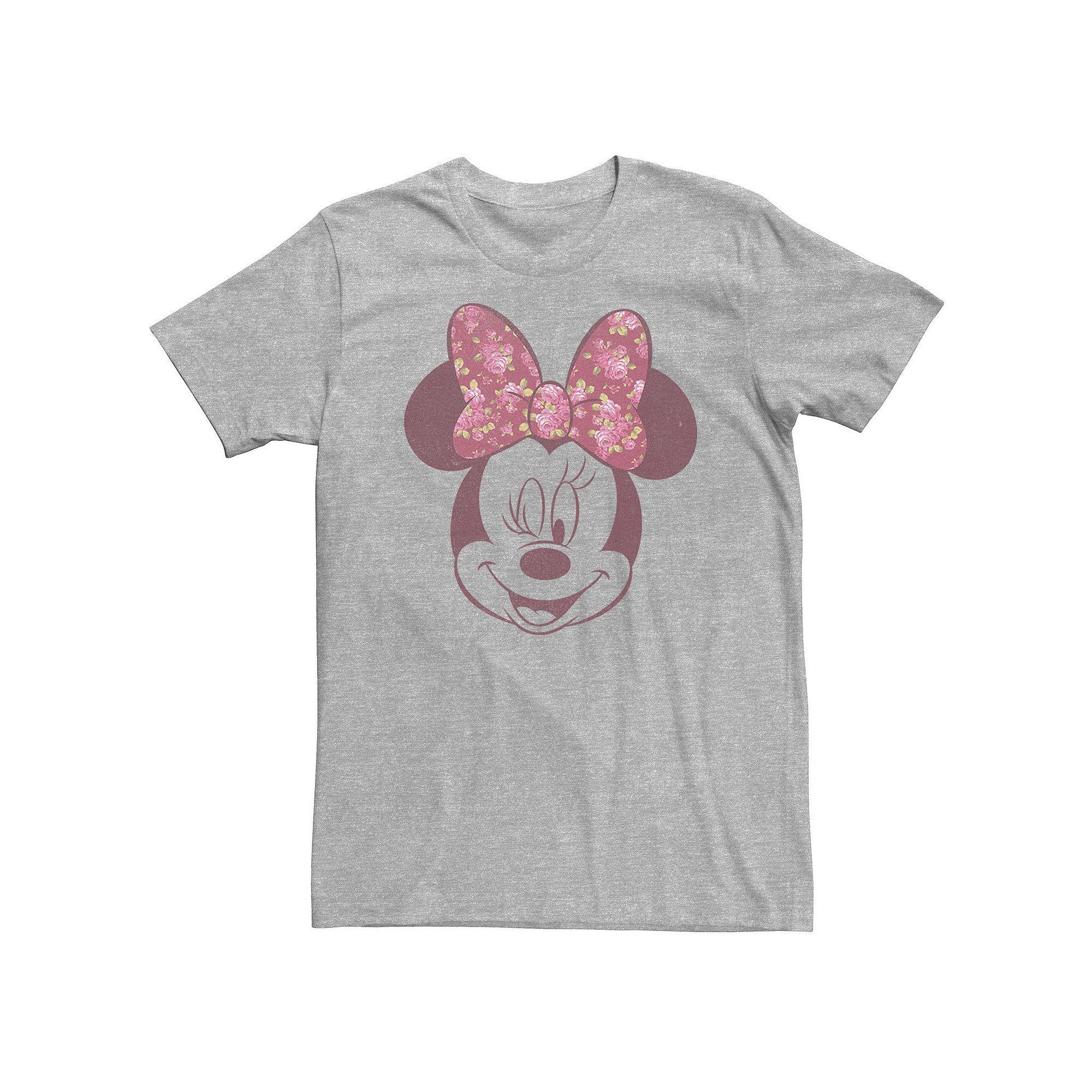 Big & Tall Disney Mickey & Friends Minnie Mouse Floral Bow Portrait Tee, Men's, Size: 3XL, Athletic Grey Product Image