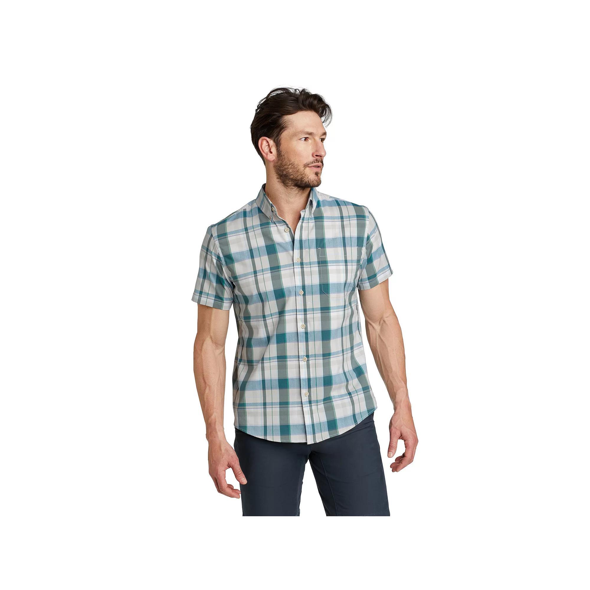 Big & Tall Eddie Bauer Voyager Flex Short Sleeve Button Down Shirt, Men's, Size: Medium Tall, Seamoss Product Image