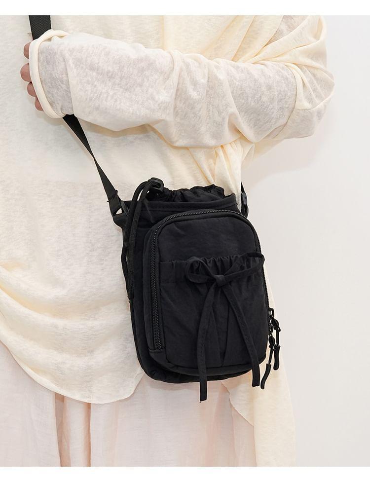 Plain Bow Accent Nylon Crossbody Bag Product Image