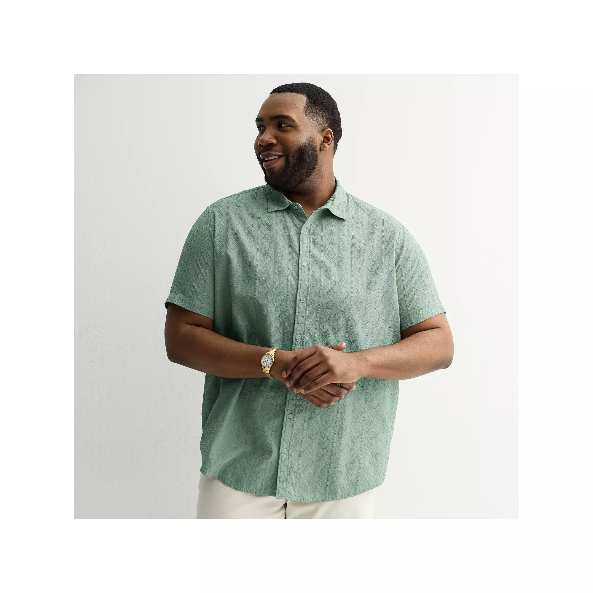 Big & Tall Apt. 9® Short Sleeve Embroidered Regular Collar Shirt, Men's, Size: 3XL Tall, Green Product Image
