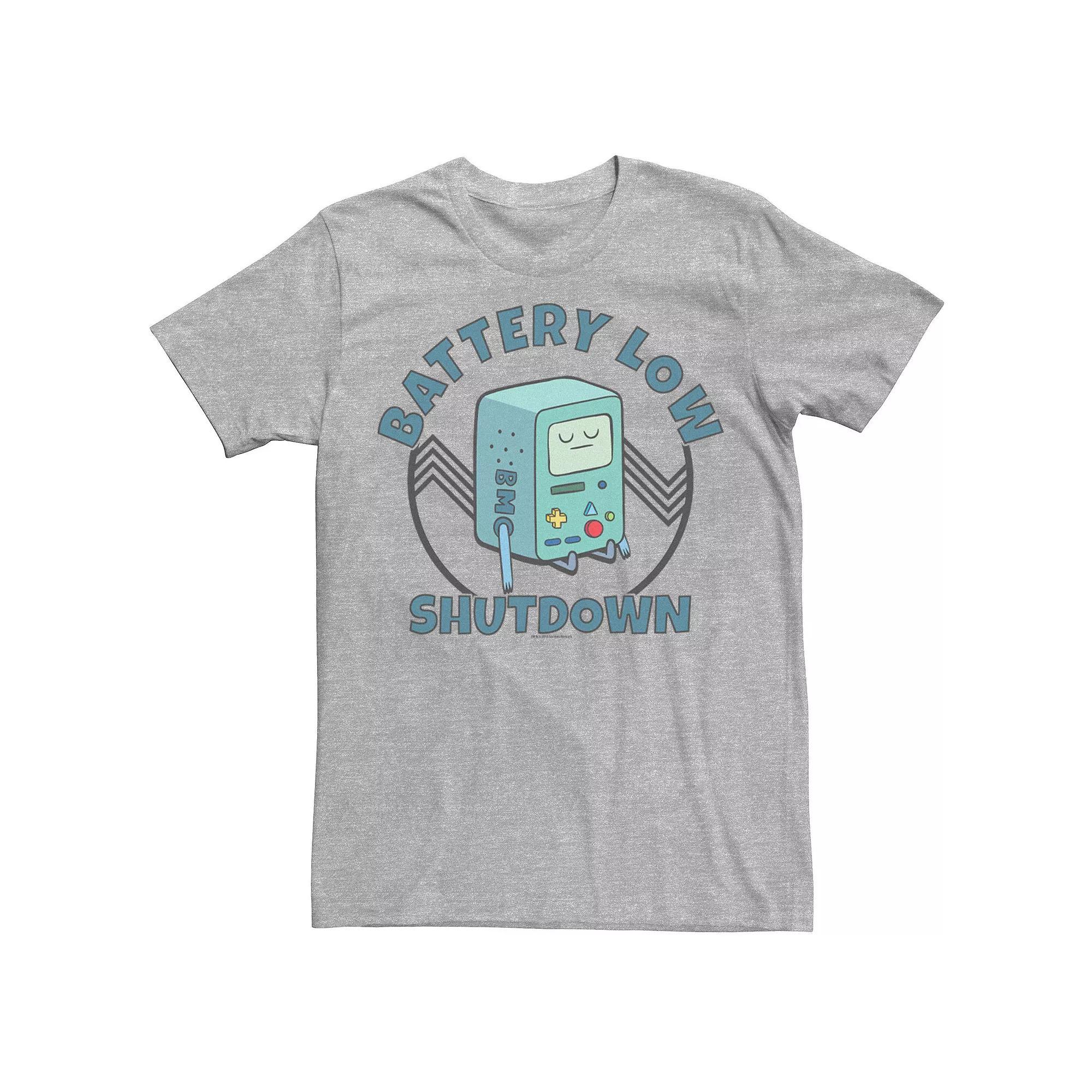 Men's Cartoon Network Adventure Time BMO Battery Low Shutdown Tee, Boy's, Size: Small, Athletic Grey Product Image