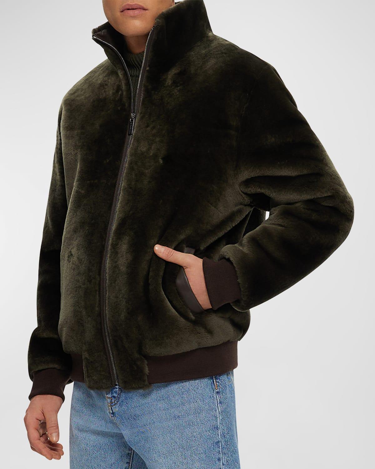 Mens Select Shearling Lamb Bomber Jacket Product Image