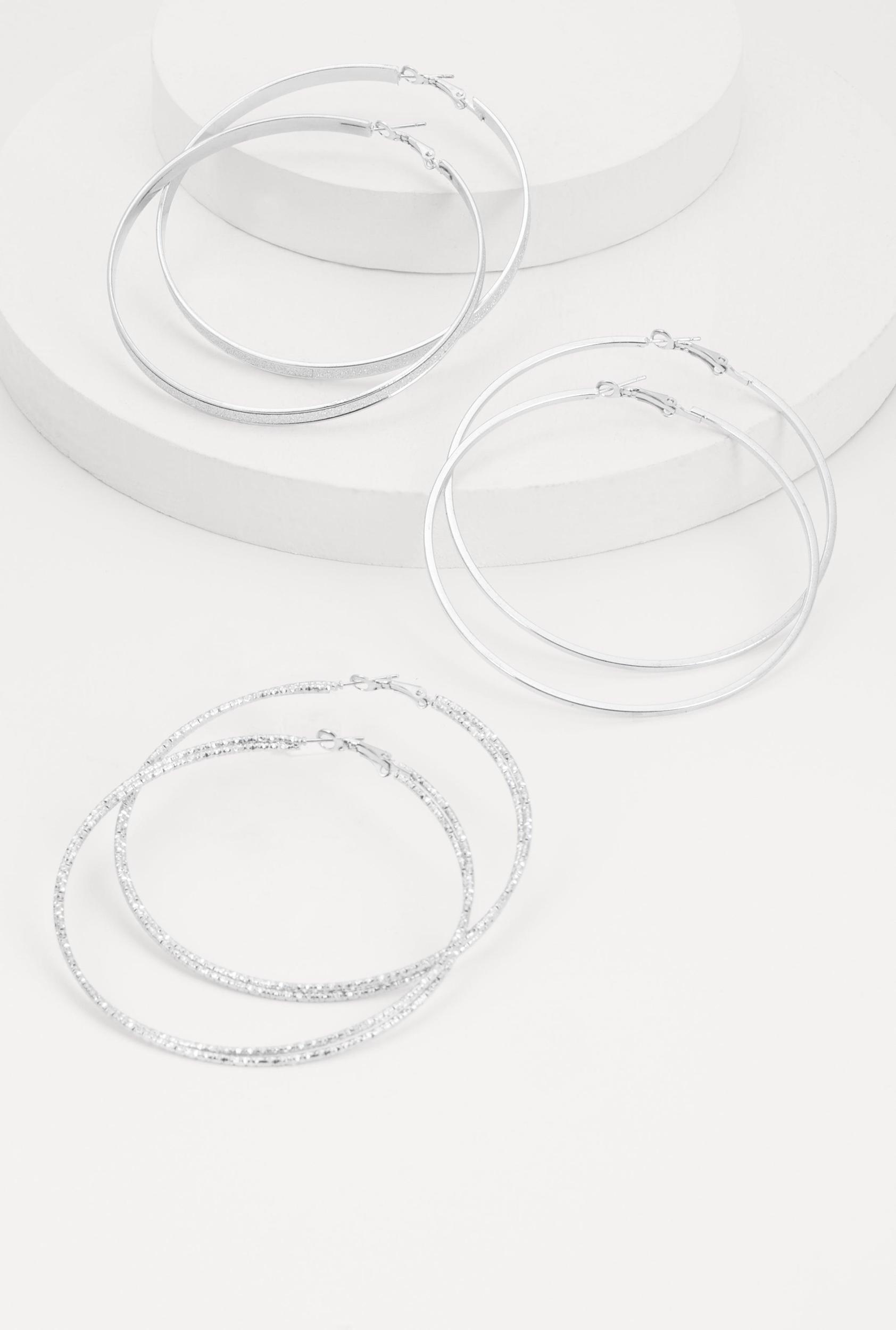 Assorted Metallic Hoop Earring Trio Female Product Image