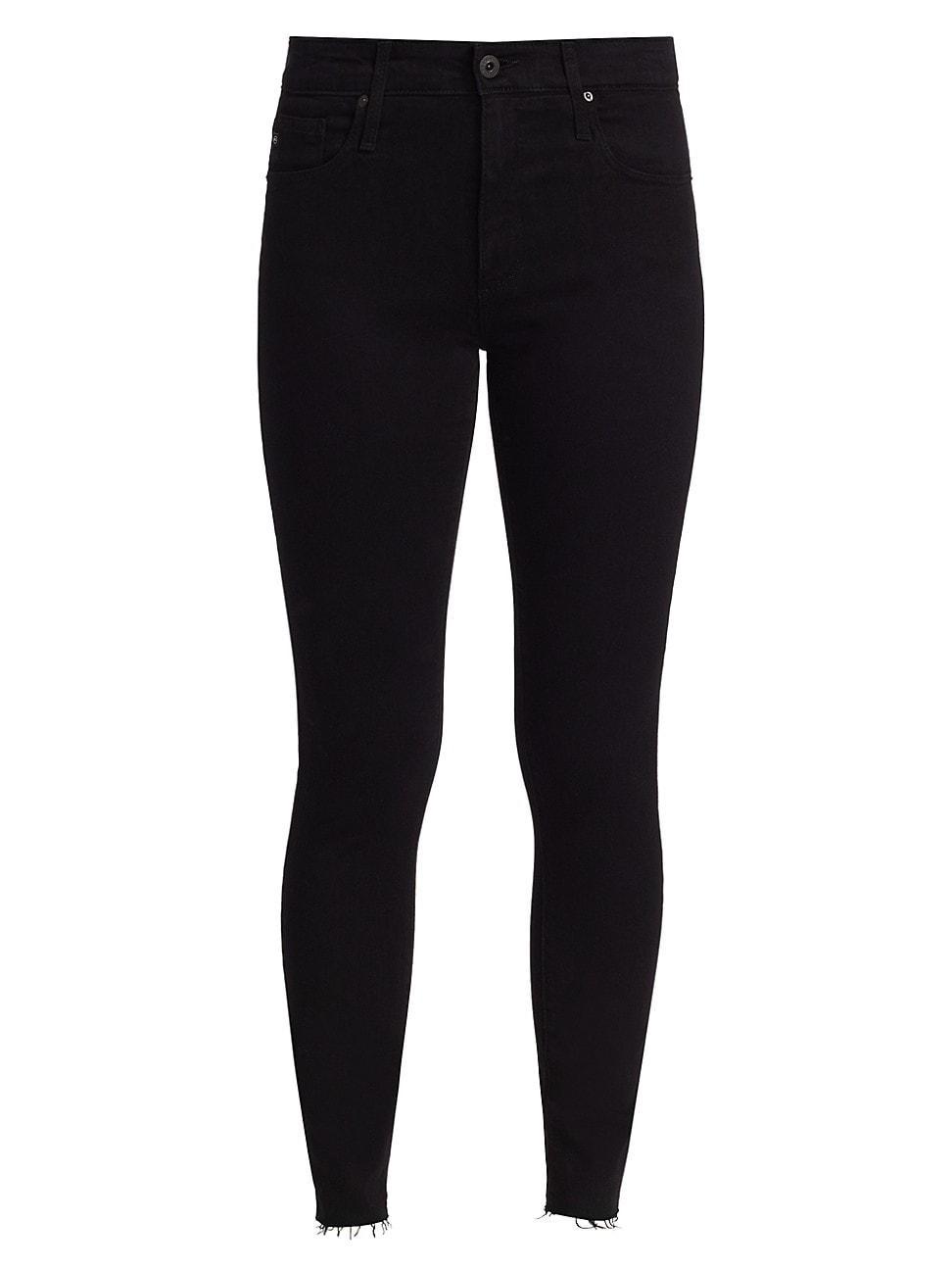 Ag Farrah High Rise Raw Hem Ankle Skinny Jeans in Black Ink Product Image