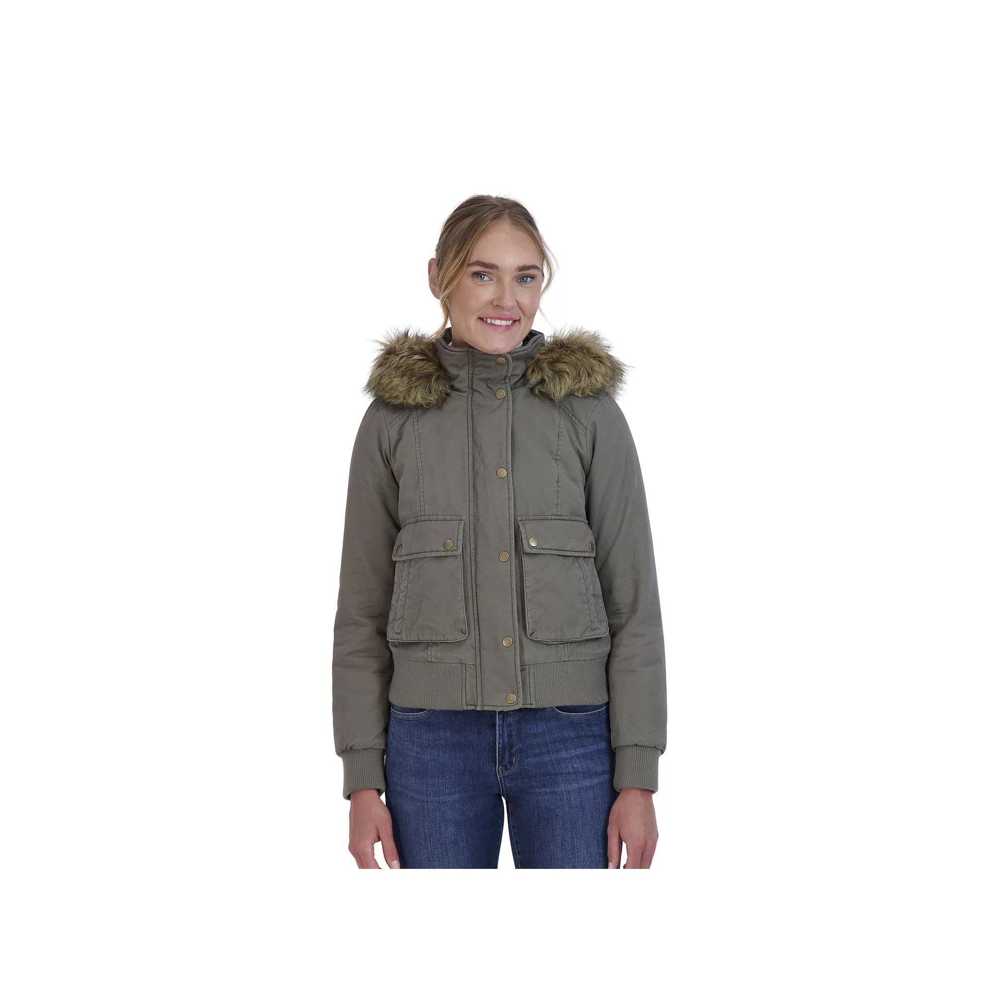 Juniors' Sebby Faux-Fur Hood Bomber Parka, Women's, Size: Large, Grey Product Image