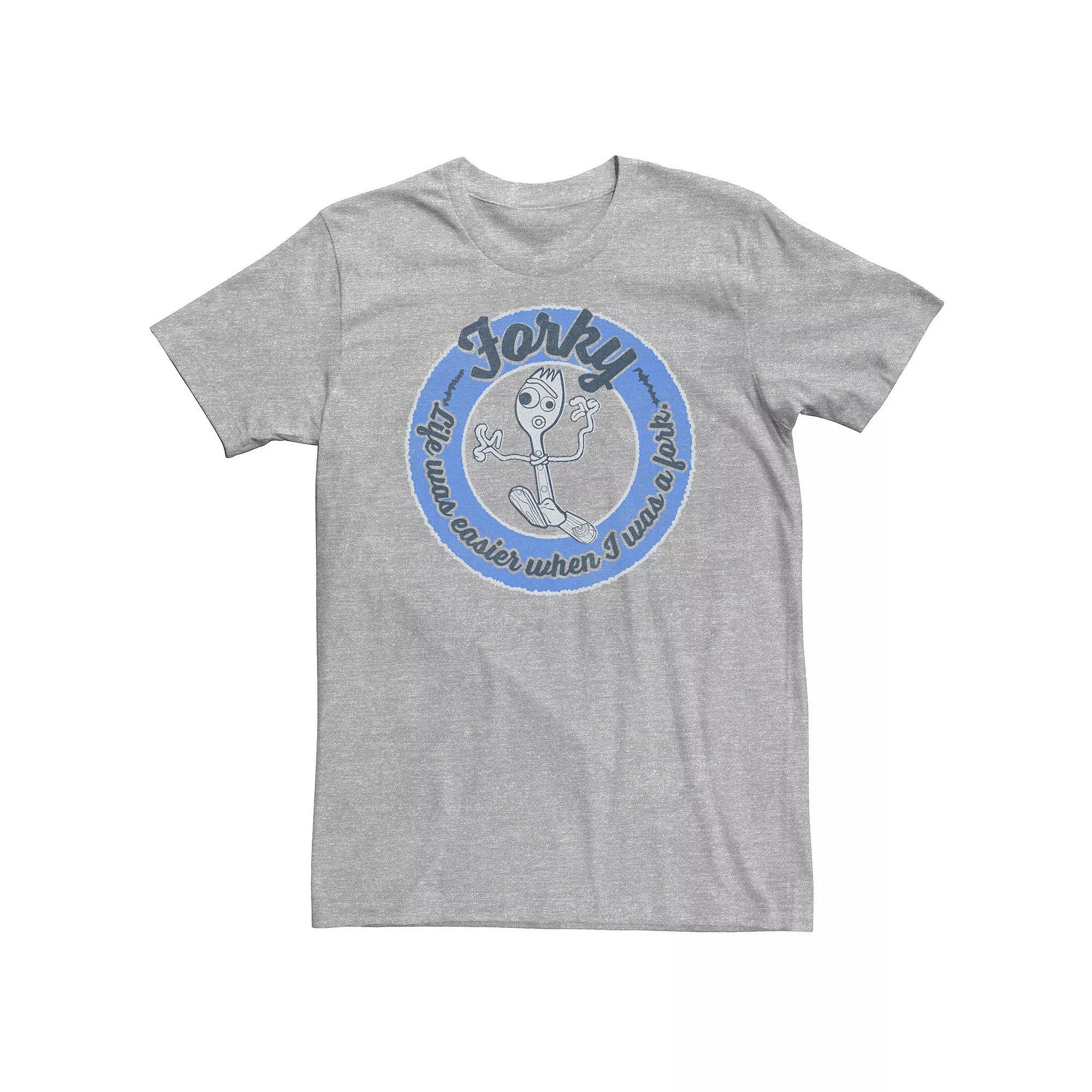 Big & Tall Disney / Pixar Toy Story 4 Forky Life Was Easier As A Fork Tee, Men's, Size: 4XL, Athletic Grey Product Image