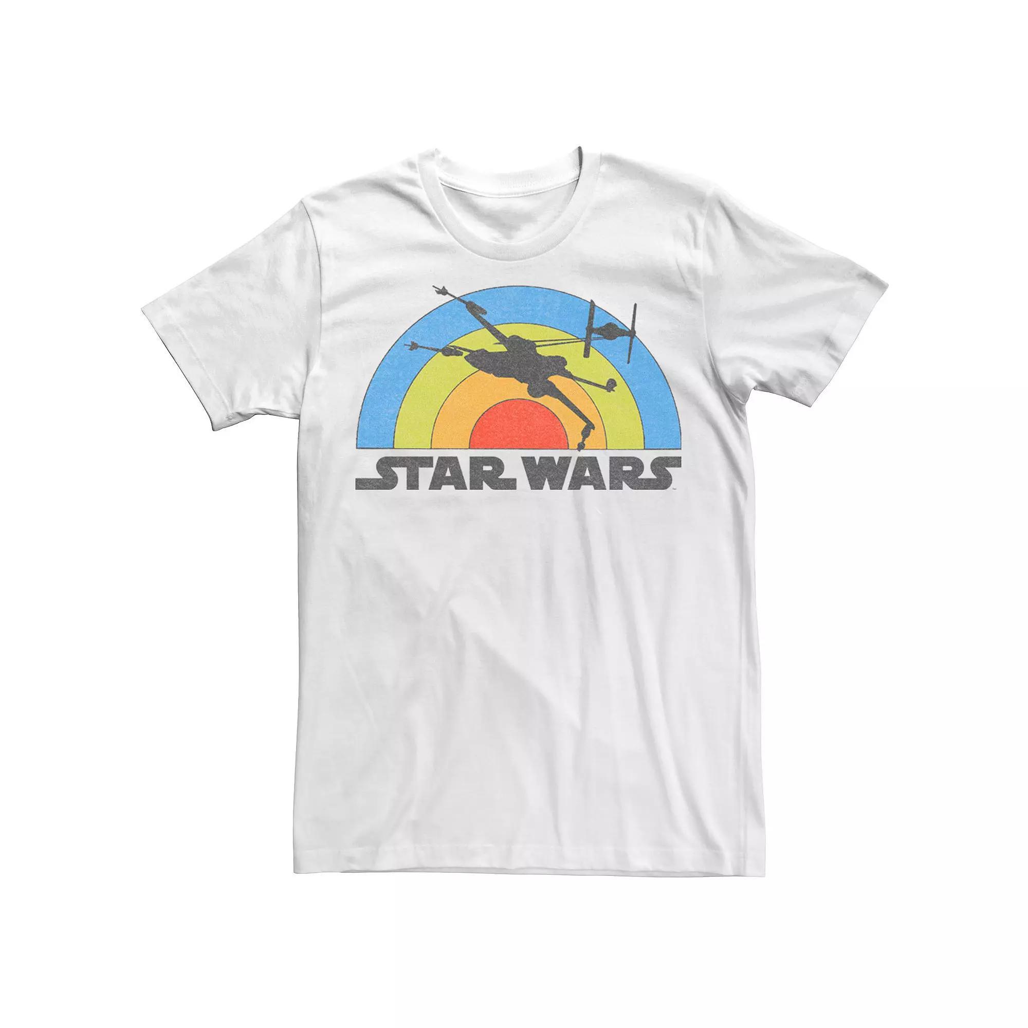 Men's Star Wars X-Wing Rainbow Silhouette Tee, Size: Small, White Product Image