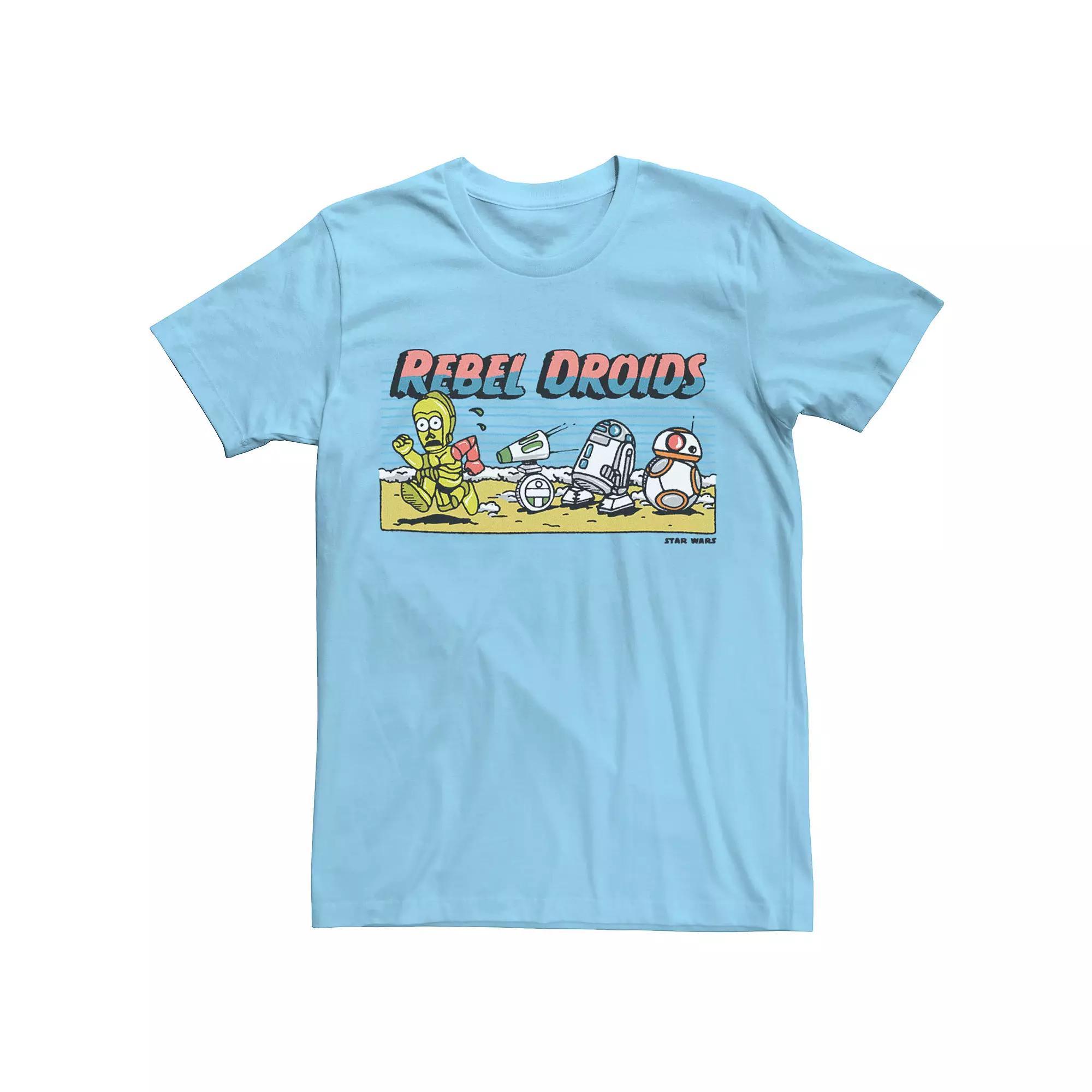 Men's Star Wars The Rise of Skywalker Droids Cartoon Tee, Size: Medium, Light Blue Product Image
