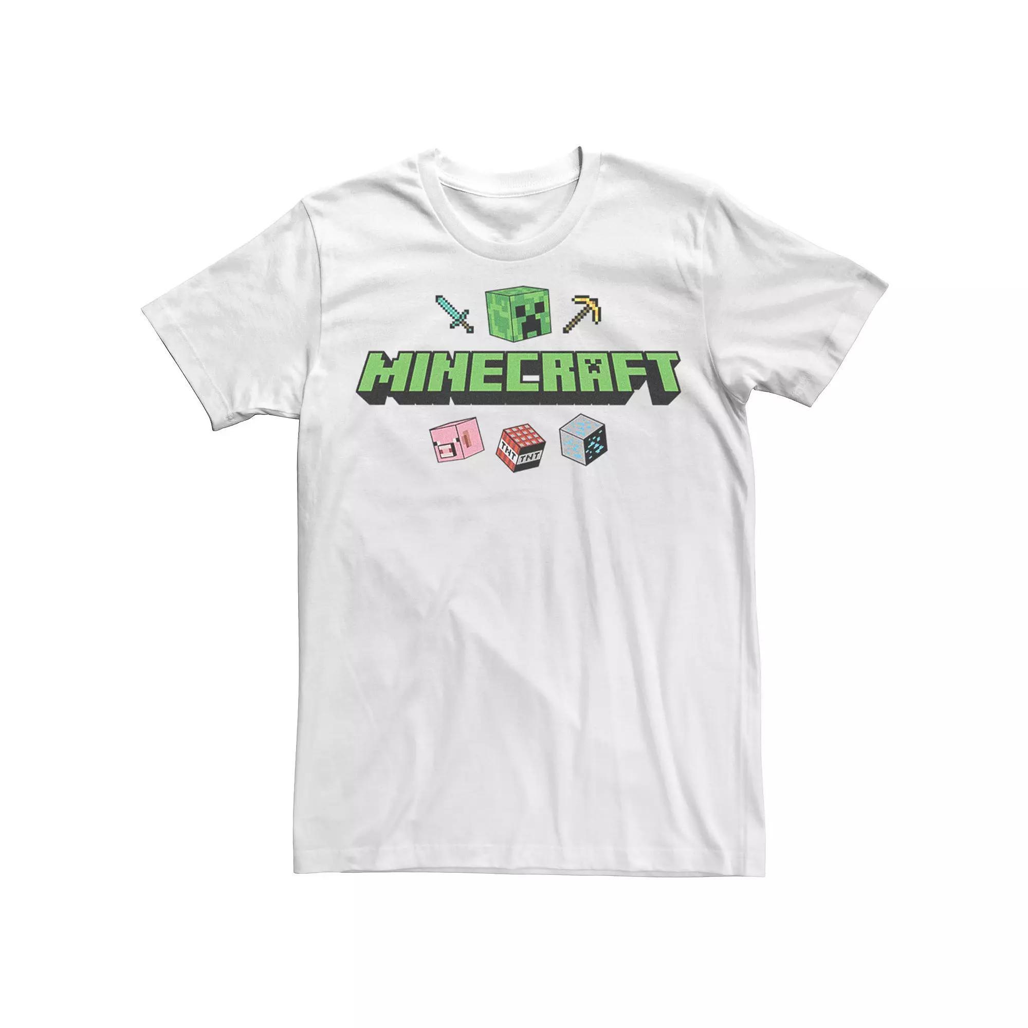 Men's Minecraft Creeper Face Sword TNT Peak Tool Tee, Size: Large, White Product Image