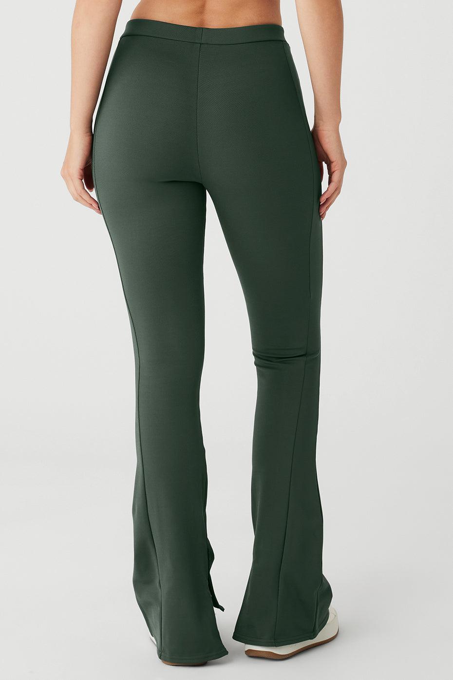 Alo Yoga | High-Waist Zip It Flare Legging Green Product Image