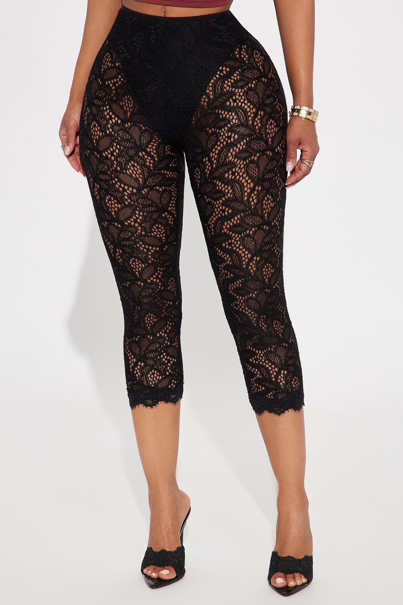 I Feel Love Lace Capri Legging - Black Product Image